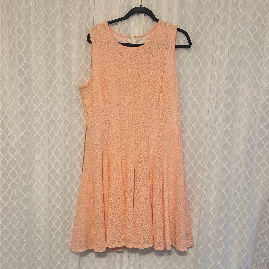 691 Calvin Klein Coral Lace Mini Dress 691 Calvin Klein Coral Lace Mini Dress